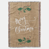 Burlap Texture Merry Kerstmis Deken (Voorkant Verticaal)