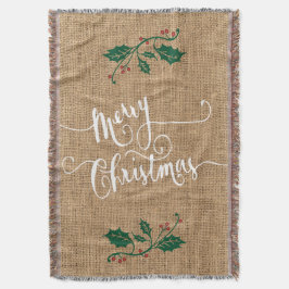 Burlap Texture Merry Kerstmis Deken