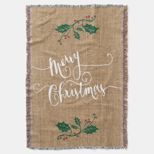 Burlap Texture Merry Kerstmis Deken (Voorkant Verticaal)