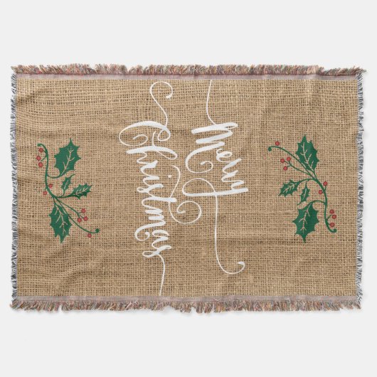 Burlap Texture Merry Kerstmis Deken (Voorkant)