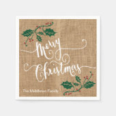 Burlap Texture Merry Kerstmis Servet (Voorkant)