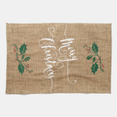 Burlap Texture Merry Kerstmis Theedoek (Horizontaal)