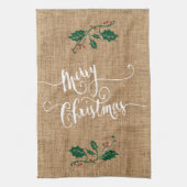 Burlap Texture Merry Kerstmis Theedoek (Verticaal)