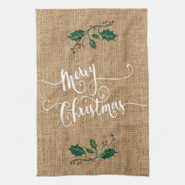 Burlap Texture Merry Kerstmis Theedoek