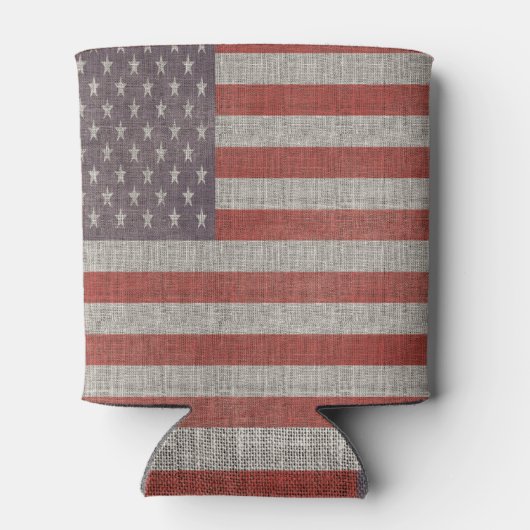 Burlap Textuur Amerikaanse vlag Blikjeskoeler (Achterkant)