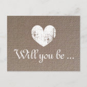 Burlap textuur kaarten | Word jij mijn bruidsmeisj (Voorkant)
