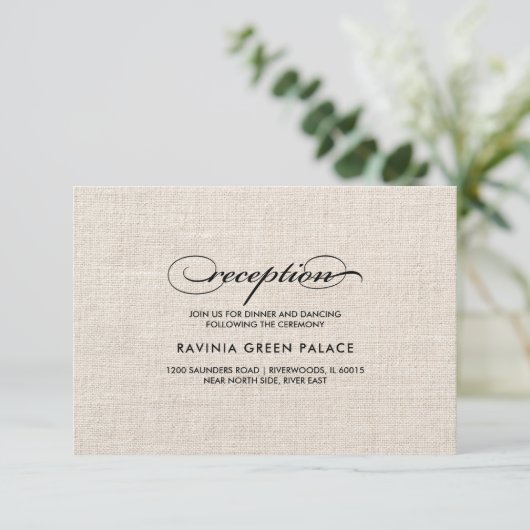 Burlap Textuur Polka Dot Patroon Receptie Kaart (Staand voorkant)