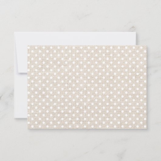 Burlap Textuur Polka Dot Patroon Receptie Kaart (Achterkant)