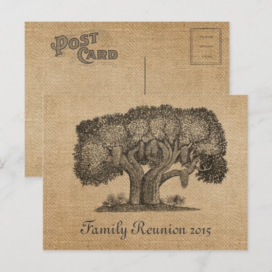Burlap  Tree Family Reunion Briefkaart (Voorkant / Achterkant)