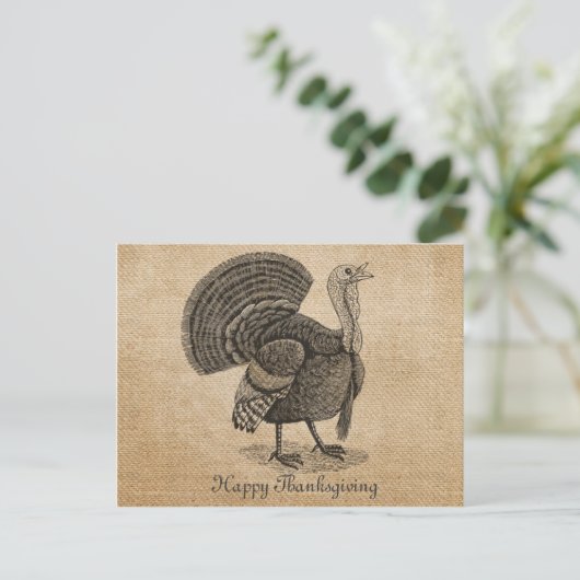 Burlap Turkije Thanksgiving Briefkaart (Staand voorkant)