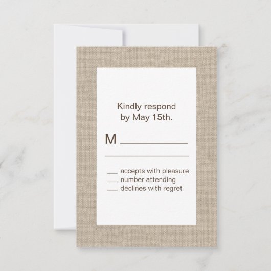 Burlap-typografie RSVP (Achterkant)