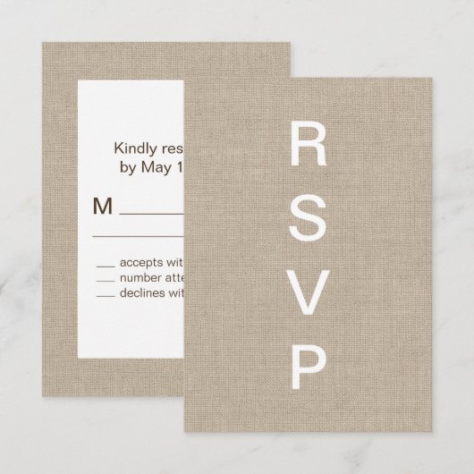 Burlap-typografie RSVP (Voorkant / Achterkant)