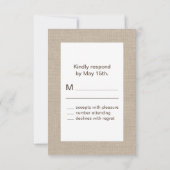 Burlap-typografie RSVP Kaartje (Achterkant)