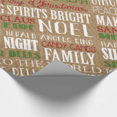Burlap Typografie Rustic-kerstpapier Cadeaupapier (Hoek)