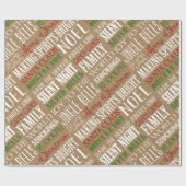 Burlap Typografie Rustic-kerstpapier Cadeaupapier (Vlak)