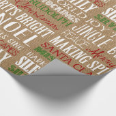 Burlap Typografie Rustic-kerstpapier Cadeaupapier (Hoek)
