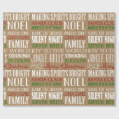 Burlap Typografie Rustic-kerstpapier Cadeaupapier (Vlak)