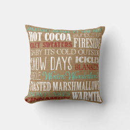Burlap Typografie Winter Wonderland Pillow Kussen