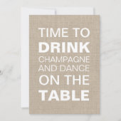 Burlap Typography Rehearsal Dinner Invitation Kaart (Voorkant)