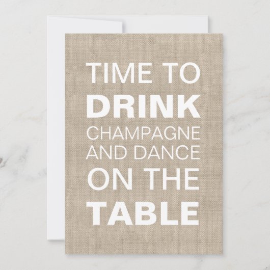 Burlap Typography Rehearsal Dinner Invitation Kaart (Voorkant)