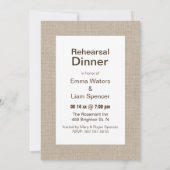 Burlap Typography Rehearsal Dinner Invitation Kaart (Achterkant)