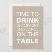 Burlap Typography Wedding Invitation Kaart (Voorkant)