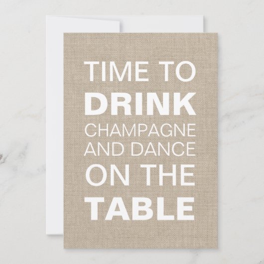 Burlap Typography Wedding Invitation Kaart (Voorkant)