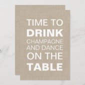 Burlap Typography Wedding Invitation Kaart (Voorkant / Achterkant)