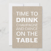 Burlap Typography Wedding Shower Invitation Kaart (Voorkant)