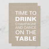 Burlap Typography Wedding Shower Invitation Kaart (Voorkant / Achterkant)