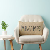 Burlap Vintage Mr & Mrs Wedding Date Kussen (Stoel)
