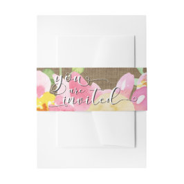 Burlap Waterverf Flowers 2 Je bent uitgenodigd Uitnodigingen Wikkel