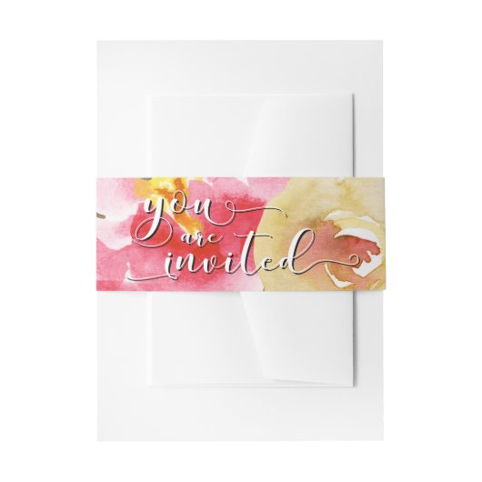 Burlap Waterverf Flowers 3 Je bent uitgenodigd Scr Uitnodigingen Wikkel (Voorkant Voorbeeld)