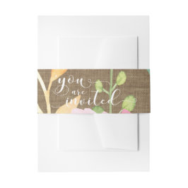 Burlap & Waterverf Flowers Je bent uitgenodigd Scr Uitnodigingen Wikkel