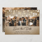  Burlap Wedding 4 Foto slaat de datum op Save The Date (Voorkant / Achterkant)