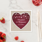 Burlap Wedding Burgundy Heart String Lights Servet (Insitu)