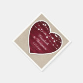 Burlap Wedding Burgundy Heart String Lights Servet (Hoek)