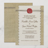 Burlap Wedding Invitation Kaart (Voorkant / Achterkant)