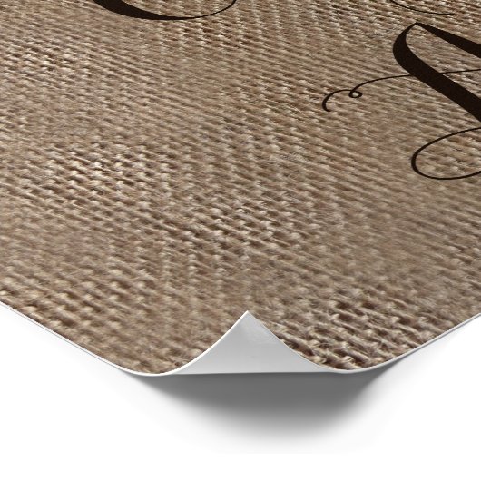 Burlap Wedding Reception Welkomstteken Poster (Hoek)