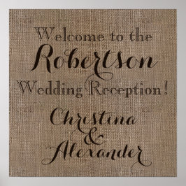  Burlap Wedding Reception Welkomstteken Poster