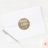 Burlap Wedding Ronde Sticker (Envelop)