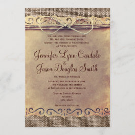 Burlap Wedding-uitnodigingen in het Rustische lan Kaart