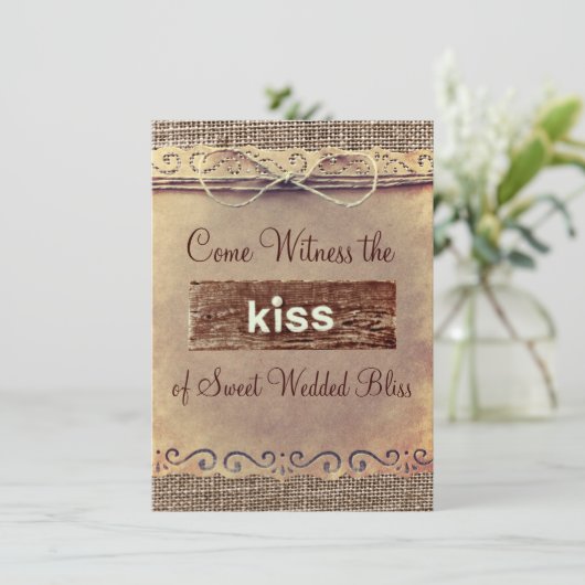 Burlap Wedding-uitnodigingen in het Rustische lan Kaart (Staand voorkant)