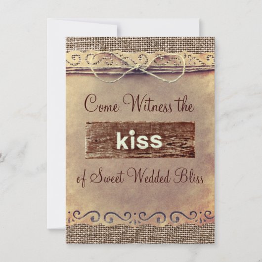 Burlap Wedding-uitnodigingen in het Rustische lan Kaart (Voorkant)