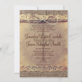 Burlap Wedding-uitnodigingen in het Rustische lan Kaart (Voorkant)