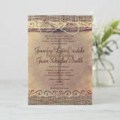 Burlap Wedding-uitnodigingen in het Rustische lan Kaart (Staand voorkant)