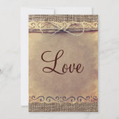 Burlap Wedding-uitnodigingen in het Rustische lan Kaart (Achterkant)