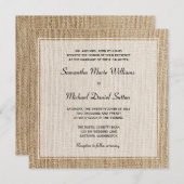 Burlap White Border Wedding Invitations Kaart (Voorkant / Achterkant)