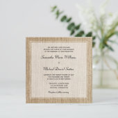 Burlap White Border Wedding Invitations Kaart (Staand voorkant)
