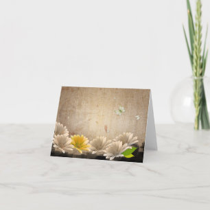  Burlap White Daisy Floral Note Kaart